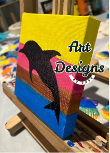 Dolphin, 4x4 Mini Acrylic Painting
