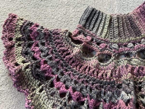 Purple and Green Capelet, Shawl, Cover