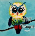 Owl 4 x 4 inch Mini Acrylic Painting