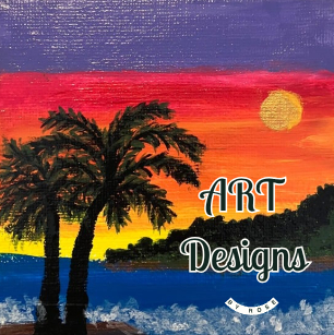 Two Palm Trees, 4 x 4 Mini Original Acrylic Paintings