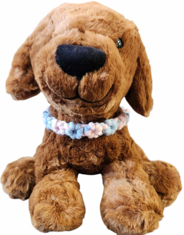 Pet Collar - Macrame - 2 colour Daisy Pattern in Denim Blue and Pink