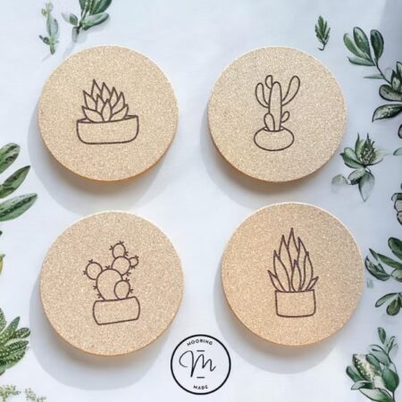 Succulent Cork Coasters- Set of 4