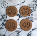 Wreath Monogram Cork Coasters