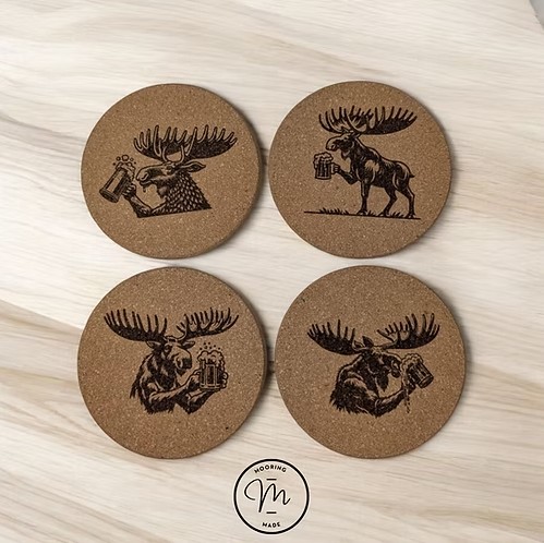 Boozy Moose Engraved Cork Coasters