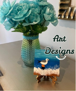 Hand-painted Seashell of a Seagull (Small 1.5" x 3", Medium, and Large)