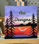 Purple Sky at Sunset, 4 x 4 Mini Original Acrylic Painting