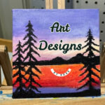 Purple Sky at Sunset, 4 x 4 Mini Original Acrylic Painting