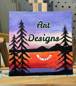 Purple Sky at Sunset, 4 x 4 Mini Original Acrylic Painting