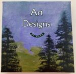 Trees in Purple Sky, 4 x 4 Mini Original Acrylic Painting