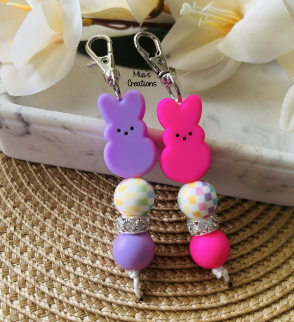 Easter Basket Tag | Easter Gift | Peeps Key Chain | Bunny Key Chain | Bunny Peep | Easter Basket Stuffers | Peep Bunny | Marshmallow Bunny |