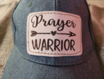 Mens adjustable hat w/ Prayer Warrior leather badge