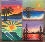 Set of 4 Mini Original Acrylic Paintings - Nature, Animal, OR Landscape Theme