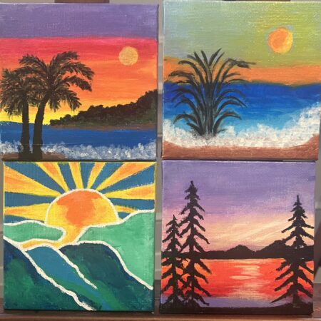 4 Mini Acrylic Paintings – Landscape