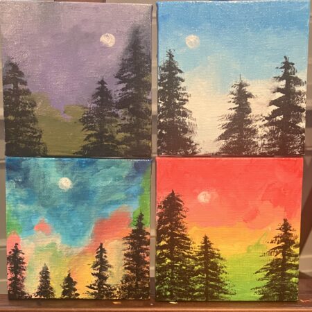 4 Mini Acrylic Paintings – Nature