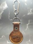 Brown Apple Air Tag Holder with Mountain Scene Handcrafted from Premium Quality Veg-Tanned Leather