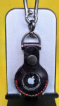 Apple AirTag Holder with Debossed Guns and Red Stitching Handcrafted from Premium Quality Veg-Tanned Leather