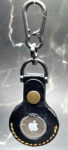Apple AirTag Holder with Debossed Eagle and Orange Stitching Handcrafted from Premium Quality Veg-Tanned Leather