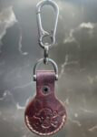 Burgundy-Brown Apple Air Tag Holder with Mountain Scene Handcrafted from Premium Quality Veg-Tanned Leather