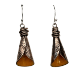 Marigold Calla Lily Earrings - Copper & Enamel Floral Dangles