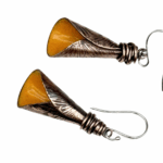 Marigold Calla Lily Earrings - Copper & Enamel Floral Dangles