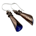 Yacht Blue Calla Lily Earrings - Copper & Enamel Floral Dangles