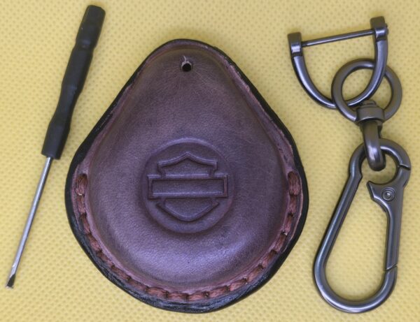 Mahogany Vegetable Tanned Leather Harley Davidson Key Fob Case