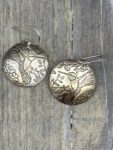 Handmade Round NuGold (Jewelers Bronze) Earrings Hummingbird Design – Boho Shabby Chic Dangles