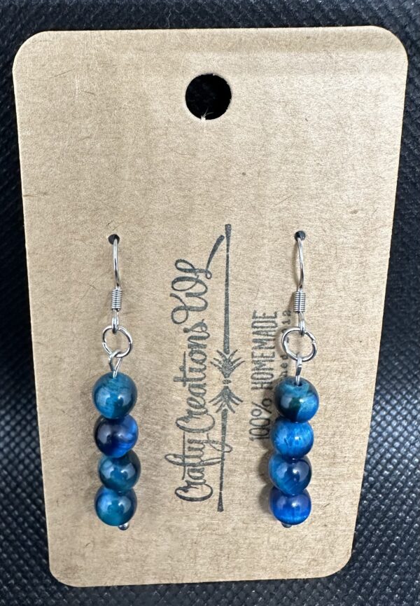 Beaded Earrings - Blue Cat's Eye