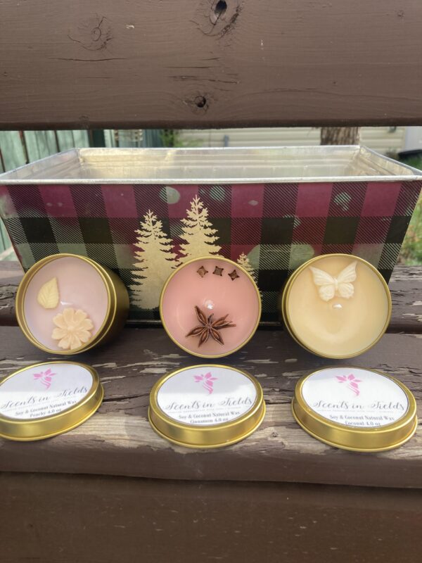 Golden Tin Candle - Trio (by Scents in Fields)