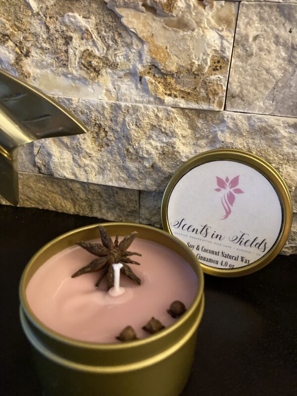 Cinnamon Gold Tin Candle (by Scents in Fields)
