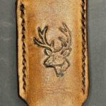 Leather Bic lighter case with debossed deer