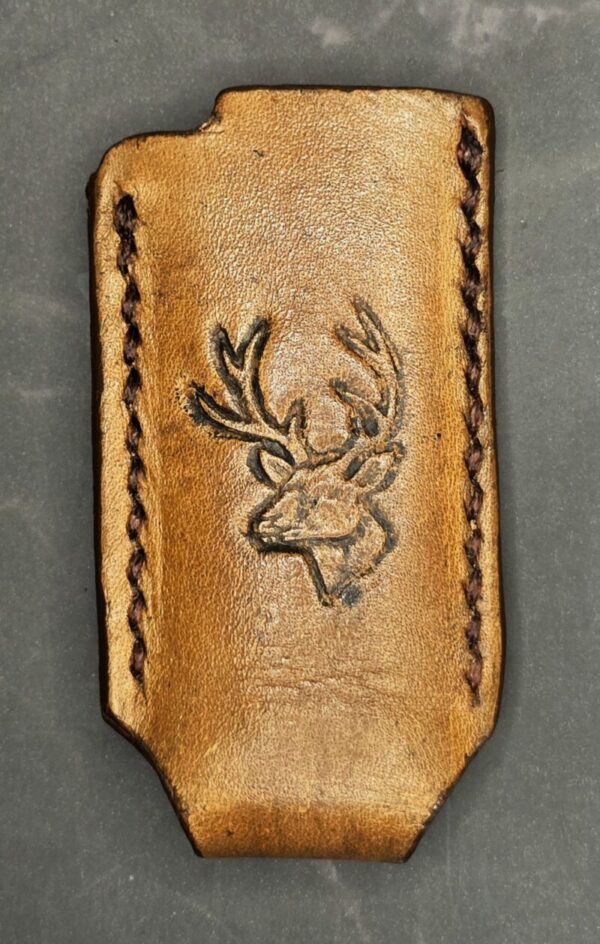 Bic Lighter Holder with Debossed Deer Handcrafted from Premium Veg-Tanned Leather