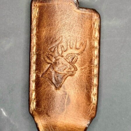Bic Lighter Holder with Debossed Deer Handcrafted from Premium Veg-Tanned Leather