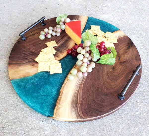 Round Walnut & Epoxy Charcuterie Boards