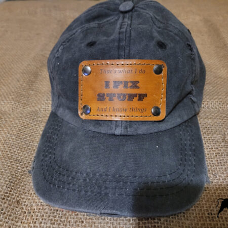 Mens adjustable hat w/ Laser Engraved Badge