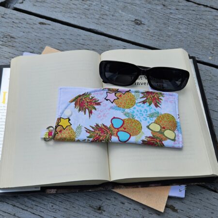 "Summer Pineapples" Sunglasses and Eyeglasses Fabric Cases with keychain loop