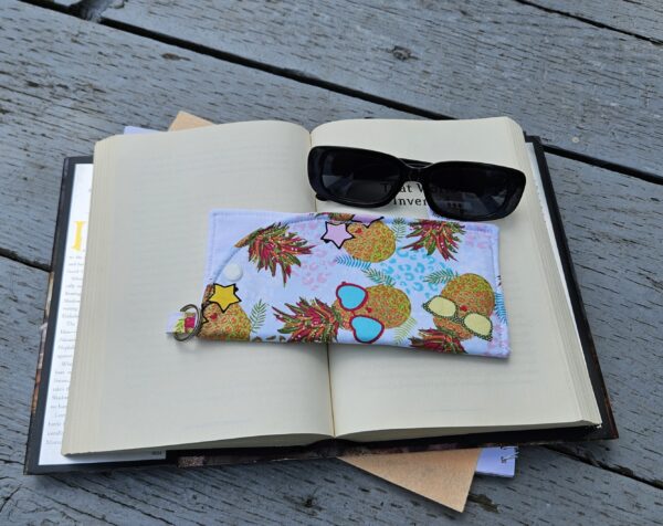 "Summer Pineapples" Sunglasses and Eyeglasses Fabric Cases with keychain loop