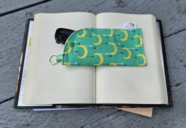 "Moon and Falling Stars" Sunglasses and Eyeglasses Fabric Cases with keychain loop