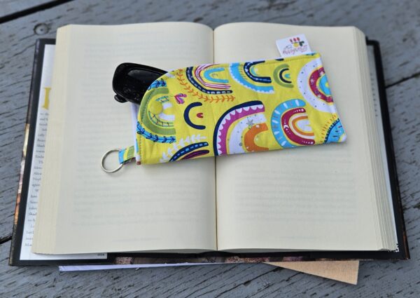 "Yellow Rainbows" Sunglasses or Eyeglasses Fabric Case with a keychain loop