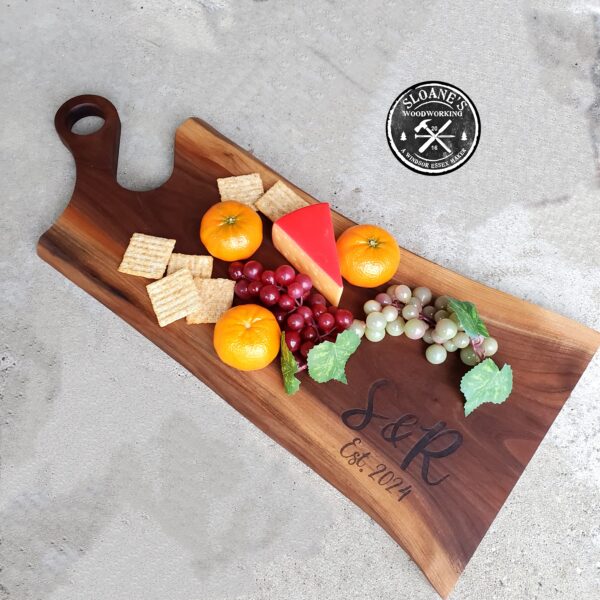 Live Edge Walnut Charcuterie Boards Personalized