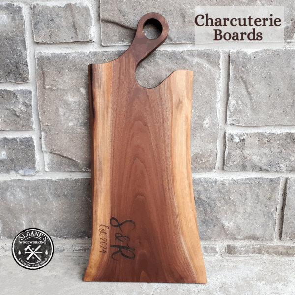 Live Edge Walnut Charcuterie Boards Personalized