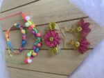 Quilling Love Pink Flower Jewerly Set
