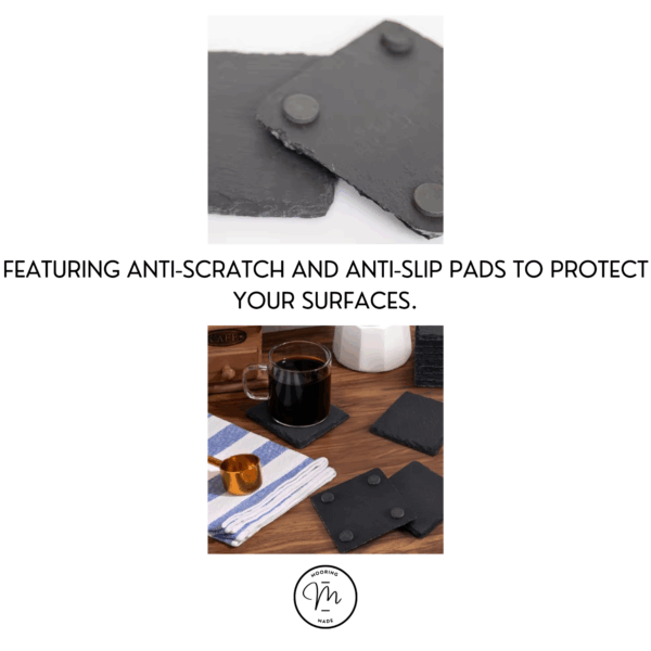 Monogram Laurel Crest Slate Coasters- Set of 4