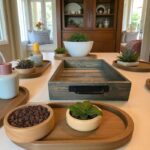 Large Rustic Wooden Slat Tray
