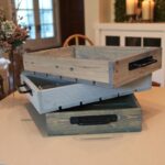 Large Rustic Wooden Slat Tray