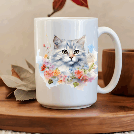White cat Mug