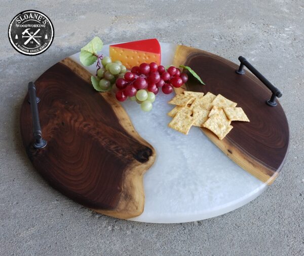 Round Walnut & Epoxy Resin Charcuterie Boards