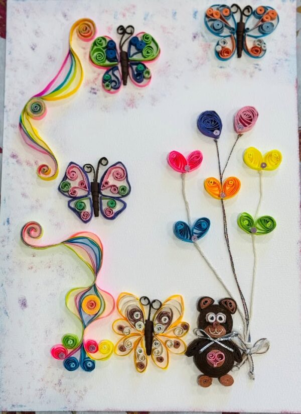 Quilling Love Bear Butterflies Painting
