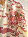Kimono Jacket (Short Robe) made of Japanese Vintage Kimono Fabric relaxing home wear or beach gown with belt one size upcycling