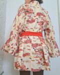 Kimono Jacket (Short Robe) made of Japanese Vintage Kimono Fabric relaxing home wear or beach gown with belt one size upcycling